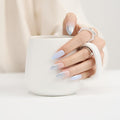 Press On Nails Almond Ombre Blue - Soft Gel Fake Nails With a Shimmery Finish, For Women And Teens, Perfect For Daily Wear, Playdates, And Relaxed Outings, 12 Sizes 24 Nail Kit With Glue