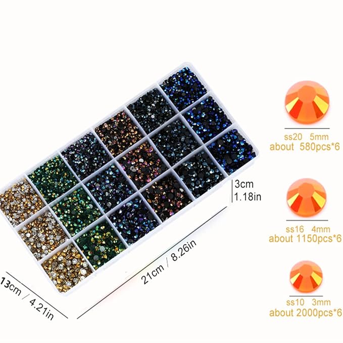 22380pcs Resin Rhinestones Set 3/4/6mm Flatback Stones Glitter Crystal Bulk for Garment Nail Art Decorations Resin Flatback Rhinestones Kit for Nail Crafts Tumbler Round Shape(MM)