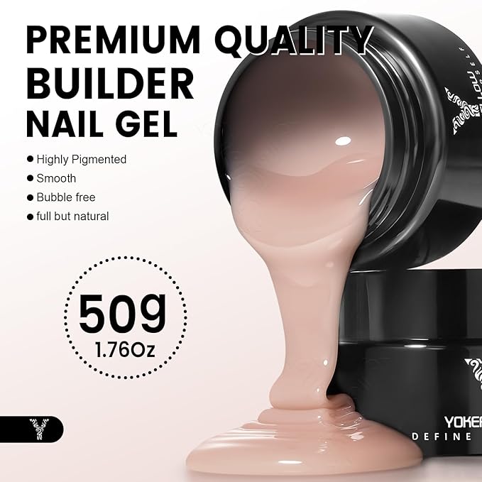50g Builder Gel for Nails, Long-Lasting Soak-Off Nail Extension Gel for Beginners & DIY Home Salon Manicure(YMH05-Light Apricot Nude)