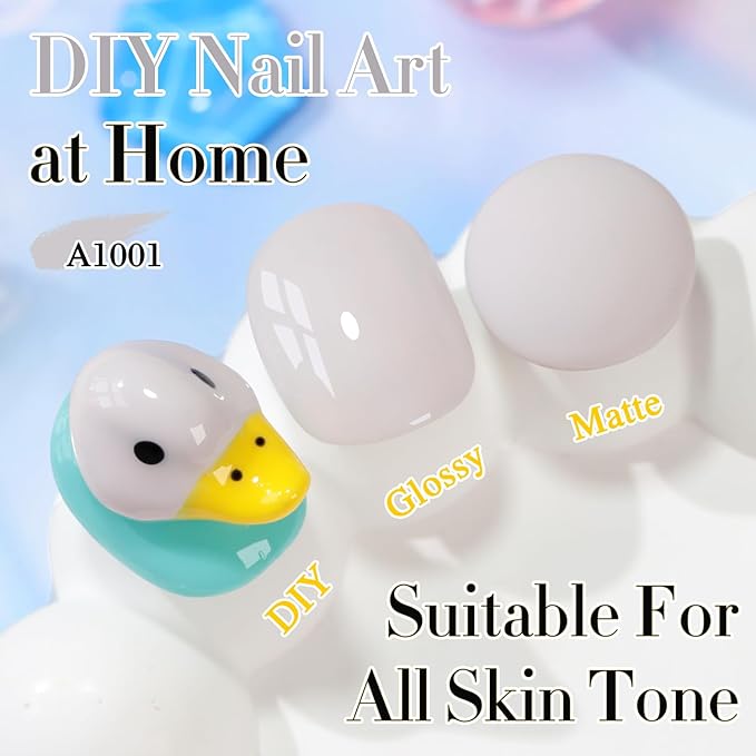 Double Rhythm 0.50 OZ Gel Polish Hema Free Same Color Same Bottle Golden Round Translucent Neutral Natural Milky 15 ML Jelly UV Polish Art DIY at Home (Milky Gray-C1001)
