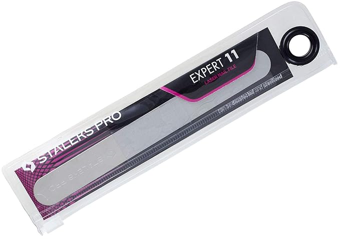 STALEKS PRO Expert 11 Laser Nail File (165mm Wide Straight with Handle) – Stainless Steel Manicure & Pedicure Tool for Delamination Control