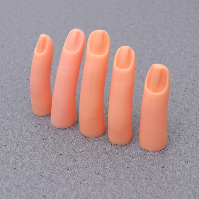 Nail Art Practice False Finger Model 5Pcs Manicure Training Tool Bendable Fake Fingers for Acrylic Nails Diy Nail Art Beginners and Salon Use