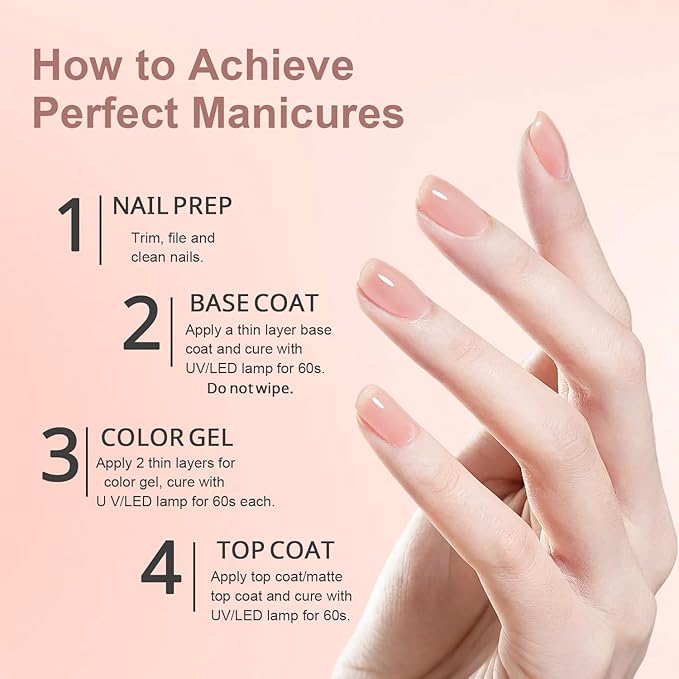 JODSONE 18ml Nude Jelly Gel Nail Polish Soak Off UV LED Art Manicure Salon DIY at Home Gift for Women