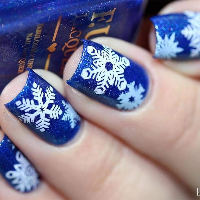 Whats Up Nails - A014 Holiday Snowfall Stamping Plate for Christmas Winter Nail Art Design