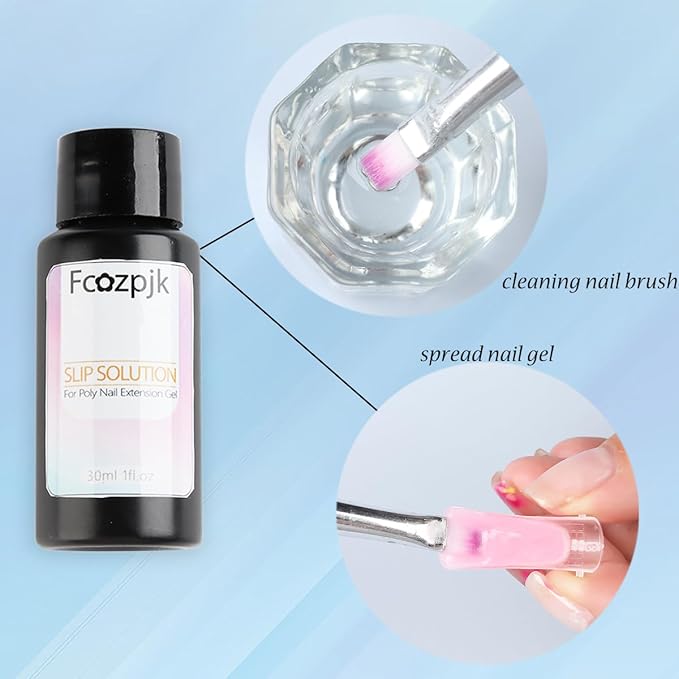 Poly Gel Kit - White Mauve Nude Pink Builder Gel Set With Slip Solution and Dual Nail Forms