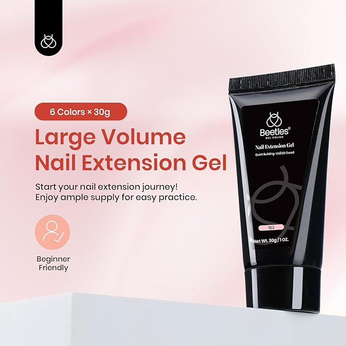 Beetles Poly Nail Gel 30g 6 Colors Murmur Gauze Builder Nail Extension Enhancement Gel for Beginner & Professional Long-Lasting and Easy to Use Supplies Gift for Women Girls