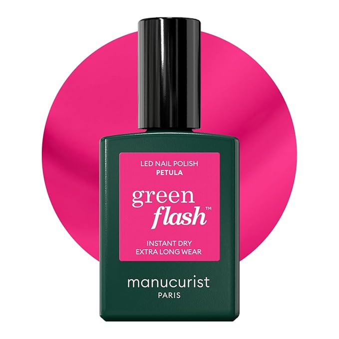 Manucurist Green Flash Gel Polish - Pétula (Deep Pink) - UV & LED Gel Nail Polish - 12-Free, Bio-Sourced (84%) - Professional Manicure - 15 ml