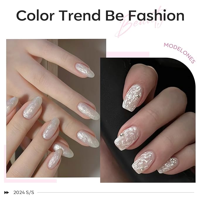 modelones Glitter Gel Nail Polish opal gel nail polish Pastel Soak-Off UV Gel Polish - 28+ Days Long-Lasting Salon-Quality Nail Art DIY Manicure & Gift 15ML