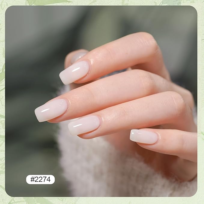 GAOY Jelly Green Gel Nail Polish Set, 6 Transparent Colors Sheer White, UV Light Cure Gel Polish for Salon and Nail Art DIY at Home