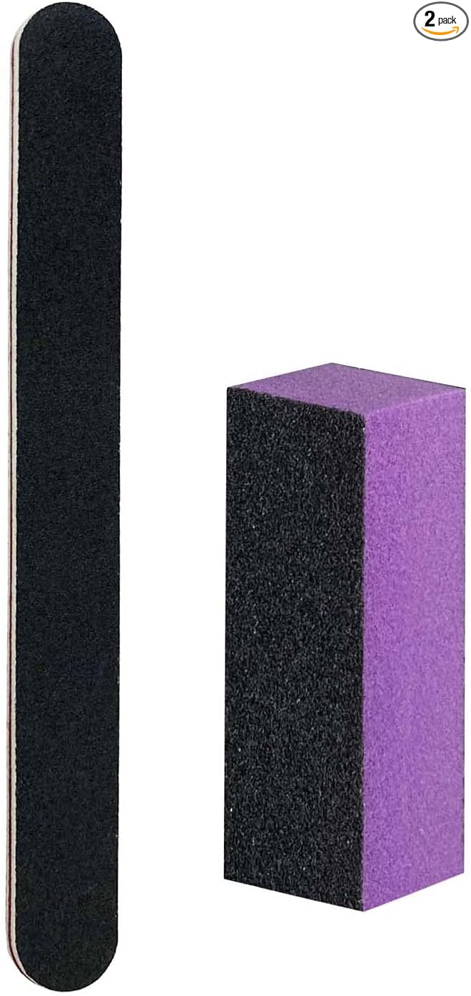 Nail File and Buffer Block, Professional Manicure Tools Kits, 100/180 Grit, Black Nail Pedicure File and Sanding Buffing Grinding Plisher File