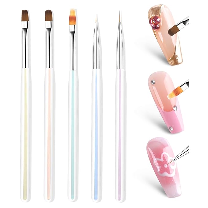 BQAN 5pc Nail Art Brush Set - Ombre, Design, UV Gel, Professional Nail Art Brushes