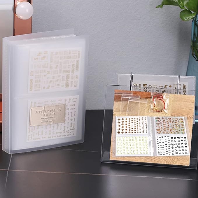 Nail Art Sticker Decals Holder Storage Organizer Display Book Collecting Album, 80 Slots Empty Storage Holder, Easy Photo Album Manicure Nail Art Tools