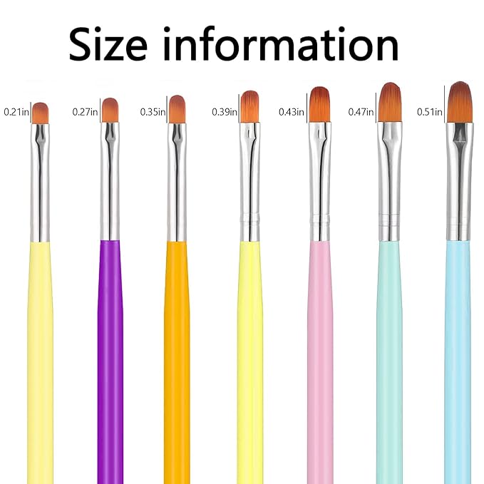 SILPECWEE 7pcs Acrylic Nail Brush Nail Clean Up Brush Polish Remover Brush Nail Design Brushes Extension Gel Brush Nail Polish Brush Nail Painting Kit Manicure Brush Nail Art Tools