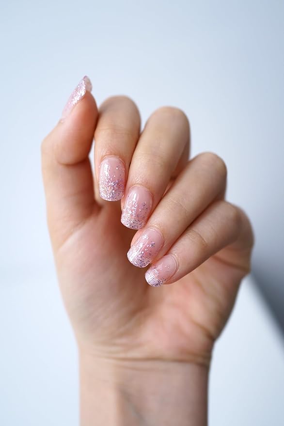 Semi Cured Gel Nail Strips, 20Pcs Long Lasting Salon Quality Wraps, Easy Apply & Remove Gel Nail Stickers with UV Light (Violet Nova Shard Purple)