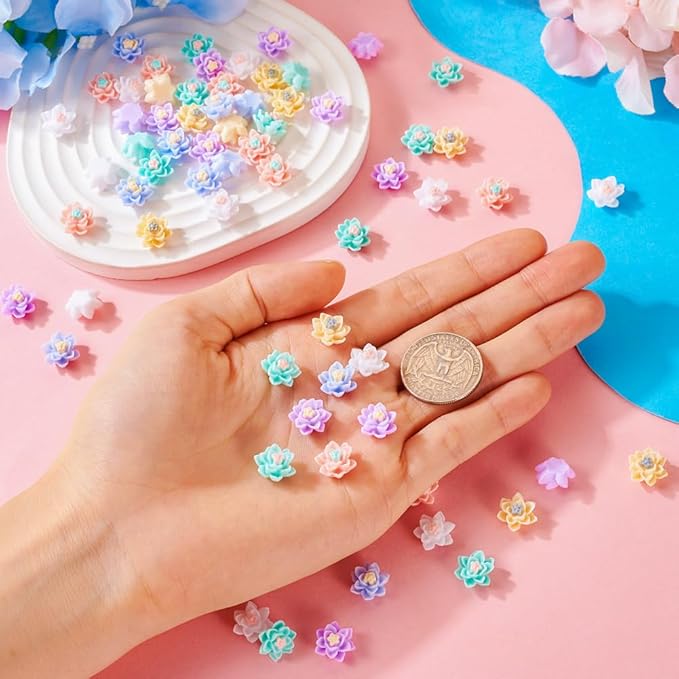 120Pcs Flower Nail Charms 3D Flower Resin Nail Art Charms Flat Back Flower Nail Art Decoration for Manicure