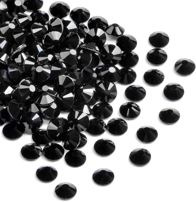 Bymitel Hotfix Crystal Rhinestones Round Gems Iron on DIY Jewelry Making Flat Back for Crafts,Black, 2.4mm(SS8/2880pcs)