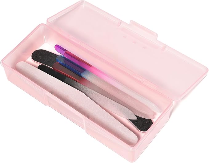 2Pcs Transparent Storage Boxes For Nail Tool Professional Pedicure Manicure Tools Set Plastic Nail Art Tool Box Storage Case Nail Supplies (Pink)