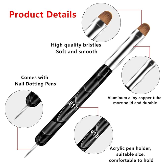 Nail Art Brushes Set, 5PCS Nail Design Painting Brush Set with Nail Polish Brush,French Nail Extension Gel Brush & Builder Nail Gel Brush,Carved Brush,Multi-Size Dotting Pens for DIY Nail Art
