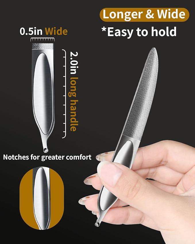 Curved Nail File, Toenail File for Thick Toenails, 4.9inch Double Sided Metal Nail File, Stainless Steels Toe Nail Files for Thick Nails, Heavy Duty Fingernail File for Men and Woman