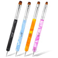4 Pcs Gel Nail Brush French Gel Acrylic Nail Art Brush with Dotting Tool Extension Gel Brush Professional Manicure Tool for Nail Detailed Designs DIY Nail Salon (10# 12# 14# 16#)