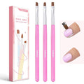AIRSEE Nail Art Clean Up Brushes, 3 PCS Flat/Oval/Fine Angled Gel Nail Brush for Cleaning Polish Mistake on the Cuticles, Painting Brushes, Art Design DIY Tools, Pink