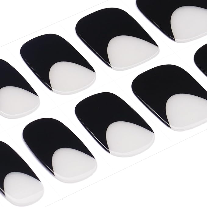DANNI & TONI Semi Cured Gel Nail Strips Black French Tips Translucent White Glaze Nail Wraps 28 Stickers | Luxe Noir