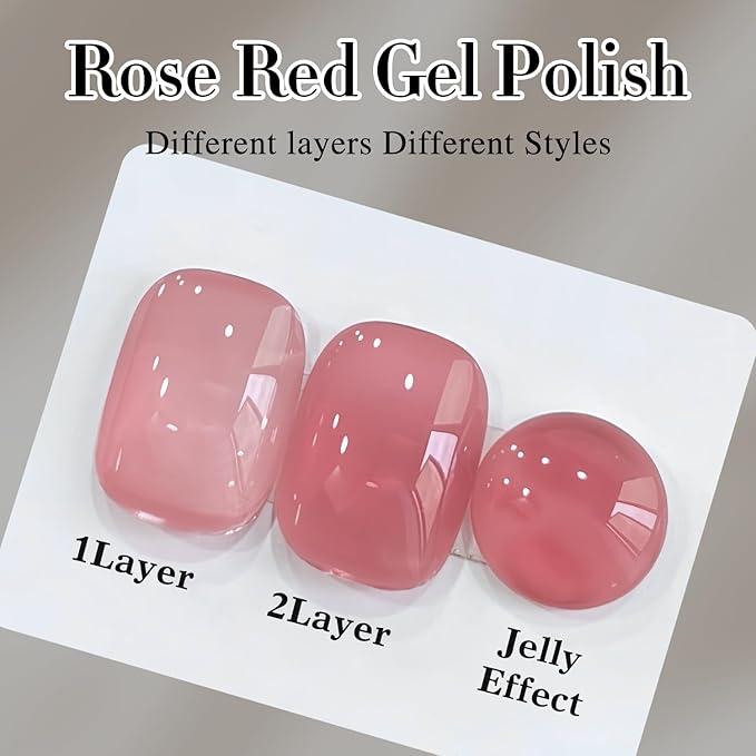 Double Rhythm Gel Polish 15ML Jelly Sheer Pastel Light Milky Color Pearl White Bottle 1 PC 0.5 OZ Full Size Nail Art Salon at Home (Rose Purple-D1373)
