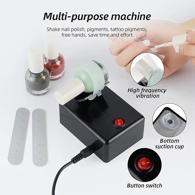 Electric Paint Mixer & Nail Polish Shaker - Professional Vortex Shaker Machine for Hobby Model Color, Lash Glue, Tattoo Ink - Continuous Liquid Mixer with Non-Slip Base