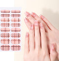 16pcs Gel Nail Strips - Nail Wraps Kit for Women Girls, No UV Light Needed, Natural Looking Manicure Full Cover Fake Nails Short Art Decor(Light Pink with Gold)