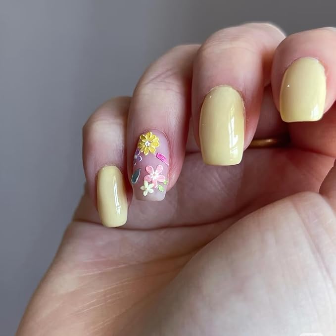 Dedyel Spring Wildflowers Nail Sticker 5D Embossed Wildflower Nail Stickers Spring Summer Red Yellow Blue White Flower Design Nail Art Decoration for Women Girls Kids