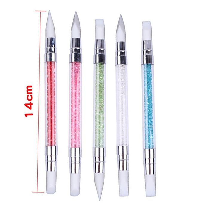 5 Pcs Nail Art Sculpture Pen Dual Tipped Silicone Nail Tools Nail Art Silicone Brushes for Design Nail Carving Drawing Shaping Effect