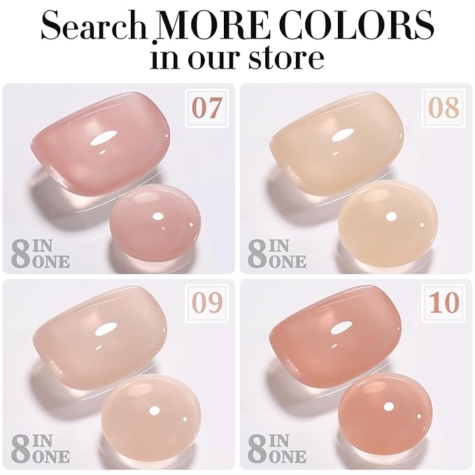 Double Rhythm Clear Gel Nail Polish 15ml Nail Strengthener Builder in a Bottle Nail Extension Hard Gel Soak Off Long Lasting UV Gel (Light Nude 8 in 1-6)