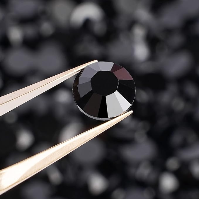 Canvalite 25000PCS Resin Jelly Rhinestones for Crafting, Black Flatback Gems, Bedazzling Crystal with 5x2.5g B7000 Jewelry Glue and Tweezers Dotting Pen for DIY Crafts Clothing Shoes Nail Art