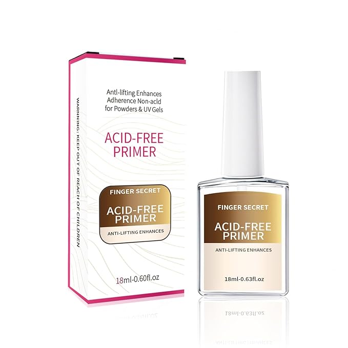 18ml Acid-Free Primer for Gel Nail Polish 0.63floz, Fast Air Dry Base Coat Nail Primer Bond Pre Enhanced Adhesion Before Builder Gel for Flase Acrylic Nails Art Design in Salon Home Use