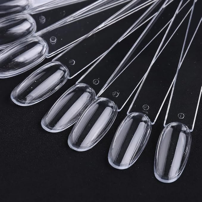 150 Pcs Clear Nail Swatch Sticks with Ring, Oval Shape Nail Swatches for Gel Polish, Transparent Acrylic Tips for Organization, Displaying Colors and Training Nails tech Supplies for Home or Salon Use