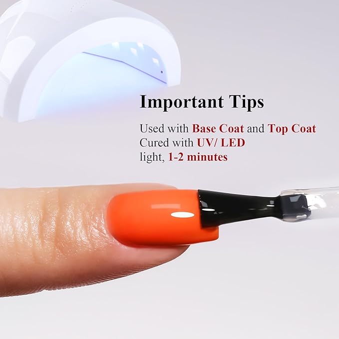Neon Gel Polish, 0.5 Fl Oz Neon Orange Gel Nail Polish Spring Summer Soak off LED UV Gel Nail Polish Art Starter Manicure Salon DIY Nail Gel Polish Design