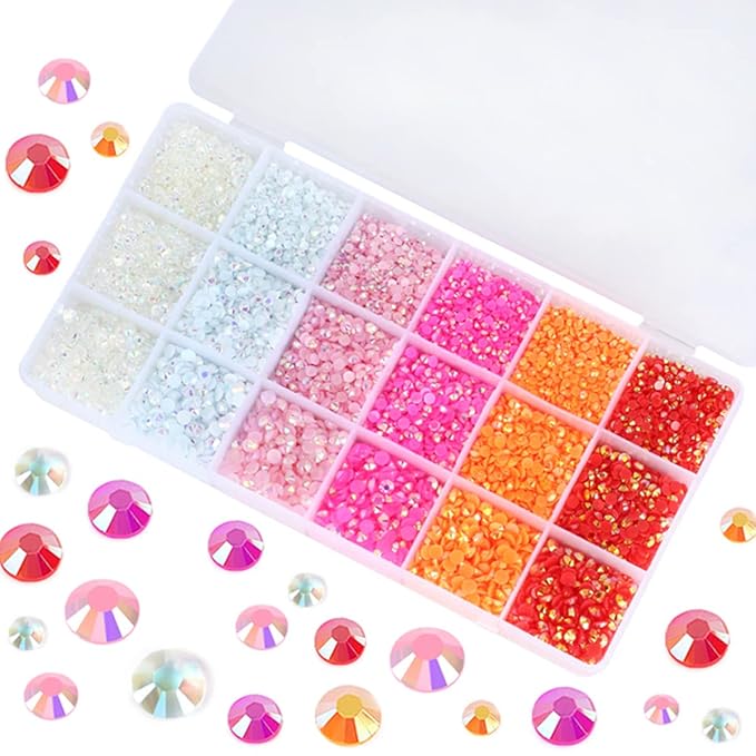 22380pcs Resin Rhinestones Set 3/4/6mm Flatback Stones Glitter Crystal Bulk for Garment Nail Art Decorations Resin Flatback Rhinestones Kit for Nail Crafts Tumbler Round Shape(II)