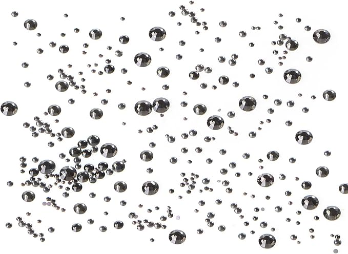 Bymitel 5000 Pieces 6 Mixed Sizes Glue Fix on Glass Rhinestones Round Crystal Gems Flatback for DIY Jewelry Making with one Picking Pen(6-Sizes 5000PCS, Black Diamond)