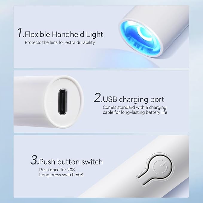 Born Pretty Mini U V Nail Lamp,Handheld Gel Polish Dryer,USB Rechargeable & Eye-Safe,Quick Cure for Gel Nails, Rhinestone Glue & Nail Art,Lightweight & Travel-Friendly
