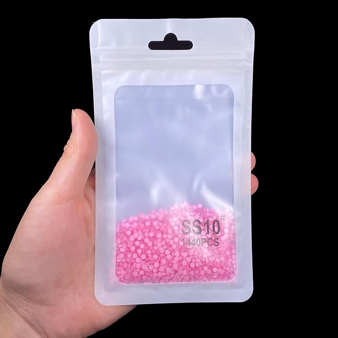 Flatback Glass Rhinestones,Bedazzler Gems 1440pcs Non Hotfix Crystal Rhinestones for Nail Charms Crafts Clothes Tumblers,Lt.Pink Neon,SS10