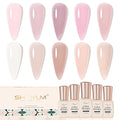 Nude Pink Gel Nail Polish Set, 10 Colors Neutral Nude Gel Polish Kit Translucent Milky White Purple Spring Summer Trend Nail Art DIY Manicure at Home Gifts for Girls Women