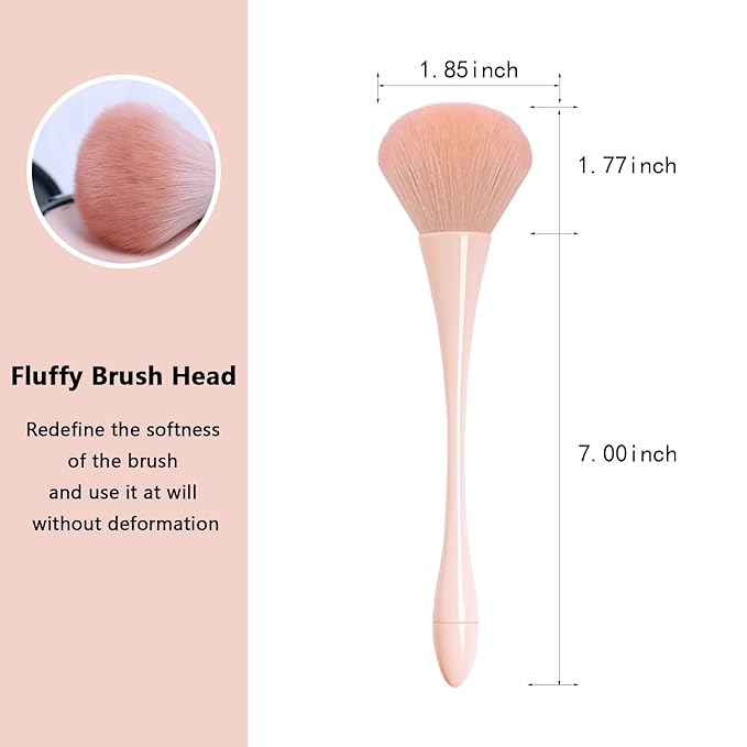 WOKOTO 5pcs Peach Pink Nail Dust Brushes For Nail Art Cleaning Brushes Kit Hourglass-Shaped Makeup Brushes Highlighter Brush Loose Powder Eyeshadow Foundation Blush Brushes Dust Nail Brushes Set