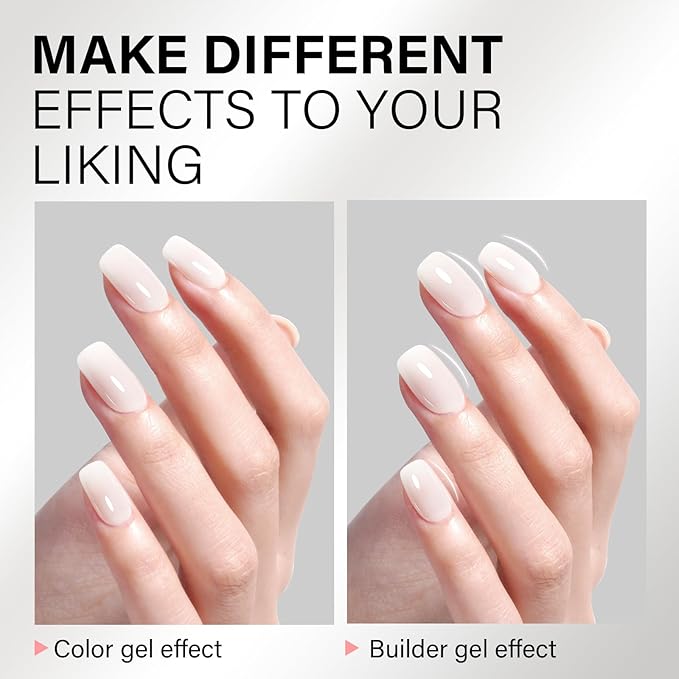 AILLSA Builder Gel for Nails Yogurt White 7 In 1 Hard Gel Polish for Nail Thickening Nude Milky Extension U V Gels Natural Color Strengthener Gels Nails Polish for Nail Art Base Coat Need 0.51 Oz GB07