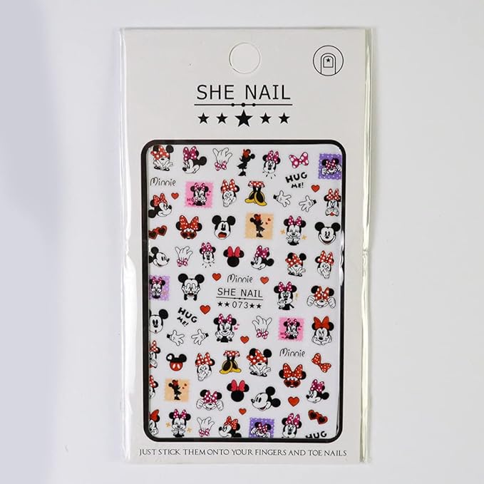 2Pieces 3D Mouse Nail Stickers Cute Kawaii Cartoon Nail Stikers Self-Adhesive Nail Decals for Women Girls Kids Nail Art Stickers (75+Decals)