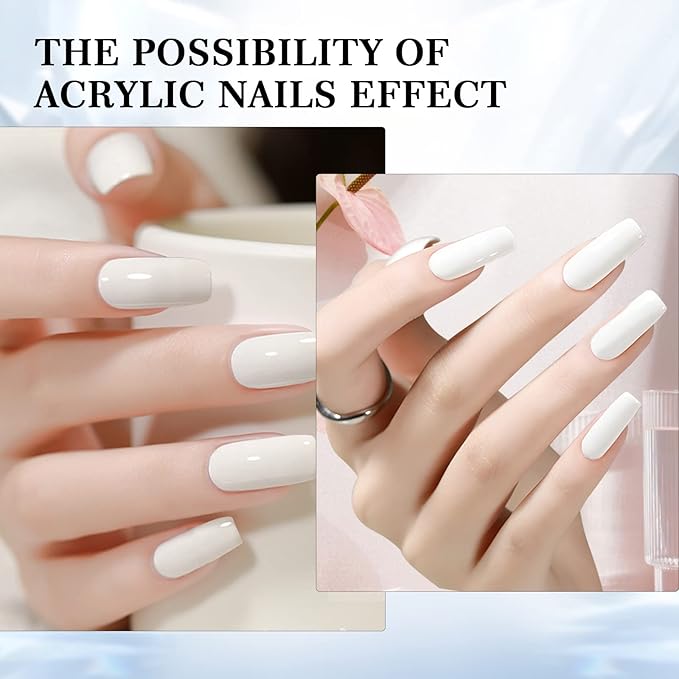 Saviland White Acrylic Nail Powder 5.29OZ/150g Acrylic Powder Large Capacity Professional Nail Art 3D Flowers Carving Nail Extension French Manicure DIY at Home No Nail Lamp Needed