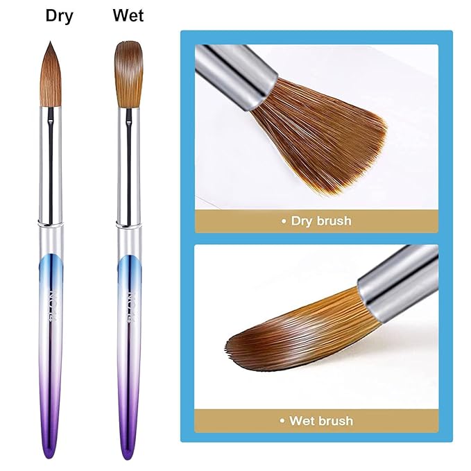 4PCS Professional Acrylic Nail Brush Set - Size 8/10/14/16 Brushes for Acrylic Powder Application, 3D Carving & Nail Art Extension, Ombre Handle Nail Tools for DIY Home Salon Manicure