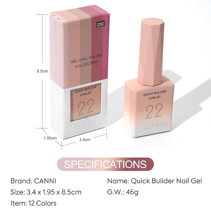 CANNI Builder Nail Gel, Baby Pink Builder for Nails Strengthener Gel Thickening Extension for Beginners DIY Home Salon Manicure