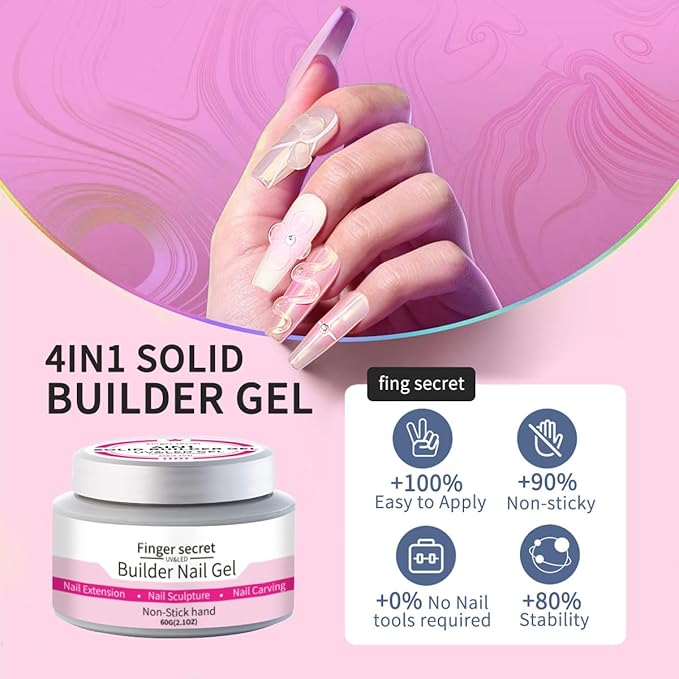 Solid Builder Gel for Nails, 4OZ 120g Clear & White Hard Gel for Nails Non-Sticky Hand 3D Sculpting Carving Gels Nail Extension Nail Art Salon Home
