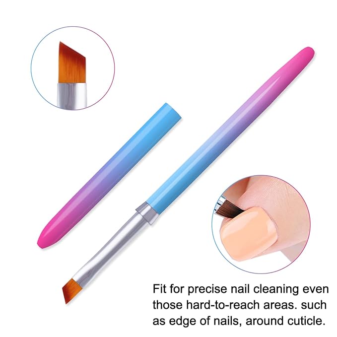 Nail Clean Up Brushes, SILPECWEE 3pcs Nail Polish Remover Brush, Nail Brushes for Cleaning Polish Acetone Cuticle, Nail Art Brush Manicure Brush for Nails Design Tool
