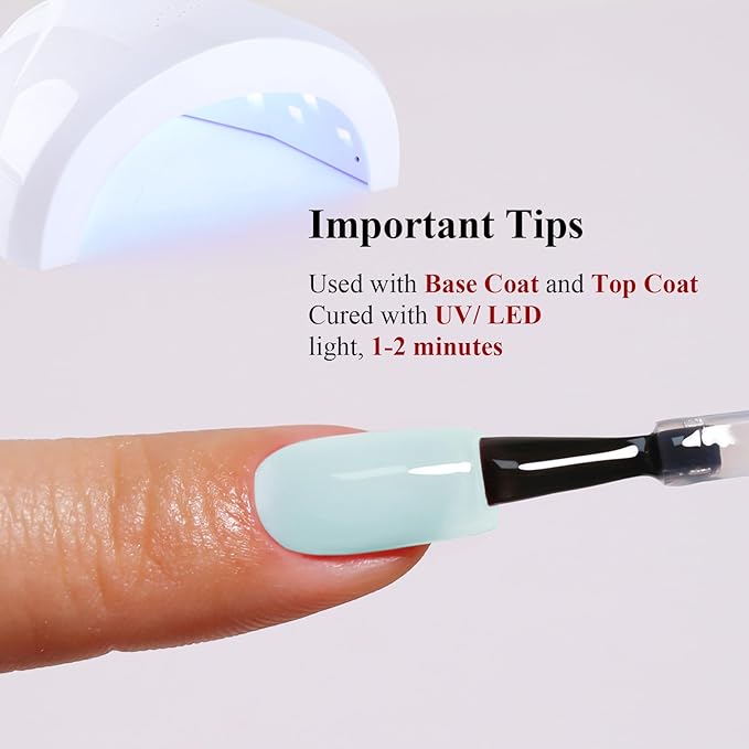 Jelly Gel Polish, Light Jade Green Jelly Nail Gel Polish Translucent Spring Summer Sheer Soak off UV LED for Nail Art DIY Manicure 0.5 Fl Oz